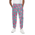 Pink And Teal Watercolor Heart Print Cotton Sweatpants