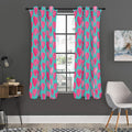Pink And Teal Watercolor Heart Print Grommet Curtain Panels
