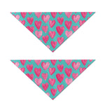 Pink And Teal Watercolor Heart Print Dog Bandana