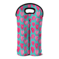 Pink And Teal Watercolor Heart Print Double Neoprene Wine Tote