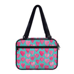 Pink And Teal Watercolor Heart Print Double Strap Bible Bag