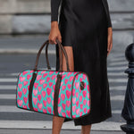 Pink And Teal Watercolor Heart Print Duffle Bag