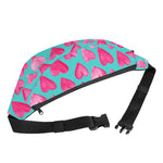 Pink And Teal Watercolor Heart Print Fanny Pack