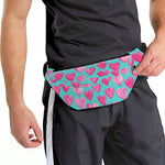 Pink And Teal Watercolor Heart Print Fanny Pack
