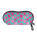 Pink And Teal Watercolor Heart Print Glasses Case