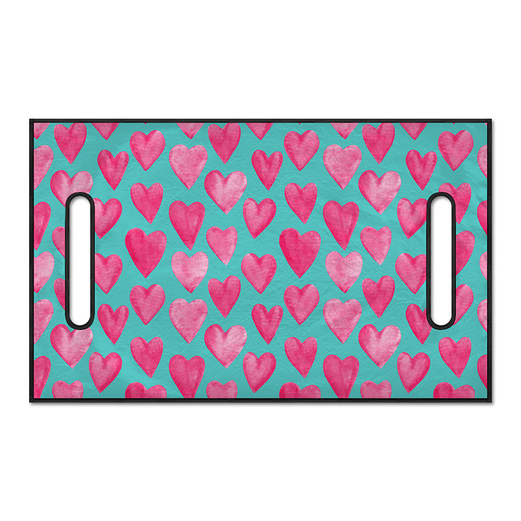 Pink And Teal Watercolor Heart Print Golf Cart Seat Cover