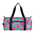 Pink And Teal Watercolor Heart Print Gym Bag