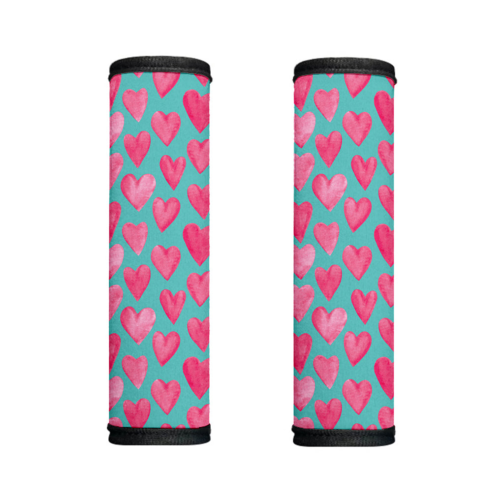 Pink And Teal Watercolor Heart Print Handle Covers