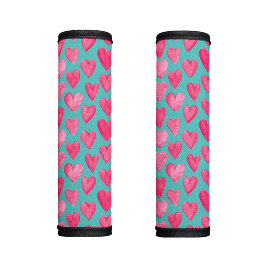 Pink And Teal Watercolor Heart Print Handle Covers