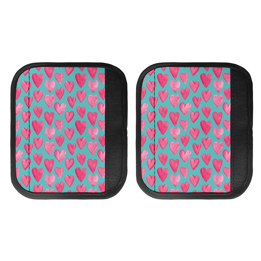 Pink And Teal Watercolor Heart Print Handle Covers