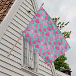 Pink And Teal Watercolor Heart Print House Flag