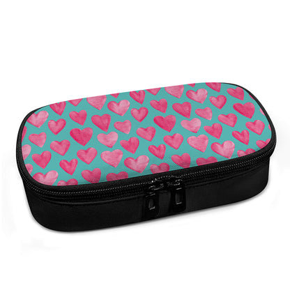 Pink And Teal Watercolor Heart Print Insulin Cooler Travel Case