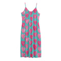 Pink And Teal Watercolor Heart Print Jersey Midi Cami Dress