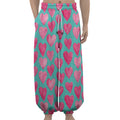 Pink And Teal Watercolor Heart Print Lantern Pants