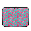 Pink And Teal Watercolor Heart Print Laptop Sleeve