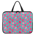 Pink And Teal Watercolor Heart Print Laptop Sleeve With Handle