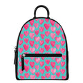 Pink And Teal Watercolor Heart Print Leather Backpack