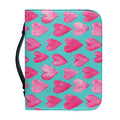 Pink And Teal Watercolor Heart Print Leather Bible Cover
