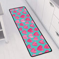 Pink And Teal Watercolor Heart Print Long Kitchen Mat