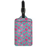 Pink And Teal Watercolor Heart Print Luggage Tag