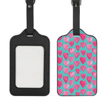 Pink And Teal Watercolor Heart Print Luggage Tag