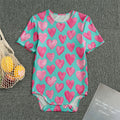Pink And Teal Watercolor Heart Print Men's Bodysuit