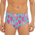 Pink And Teal Watercolor Heart Print Men's Triangle Swim Briefs