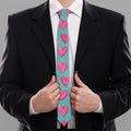 Pink And Teal Watercolor Heart Print Necktie