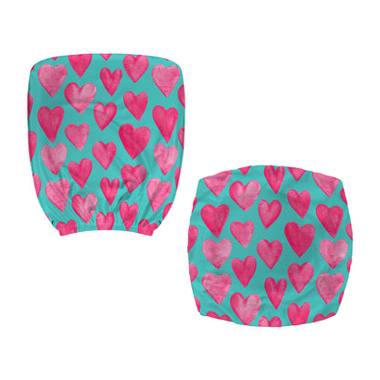 Pink And Teal Watercolor Heart Print Office Chair Cover