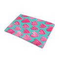 Pink And Teal Watercolor Heart Print Pet Cooling Mat Cover