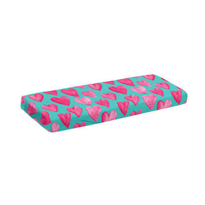 Pink And Teal Watercolor Heart Print Piano Keyboard Cover
