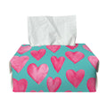 Pink And Teal Watercolor Heart Print Rectangle Tissue Box Cover