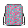 Pink And Teal Watercolor Heart Print Rectangular Crossbody Bag