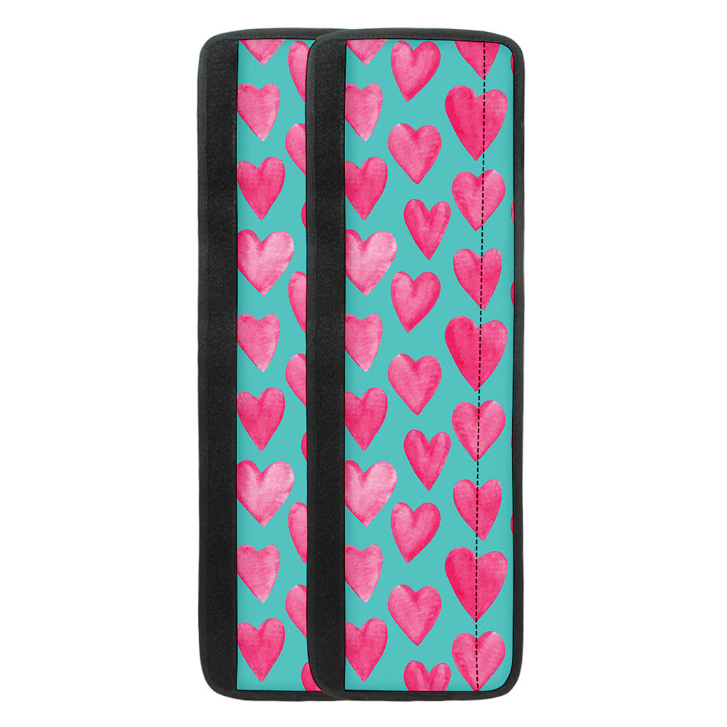 Pink And Teal Watercolor Heart Print Refrigerator Handle Covers