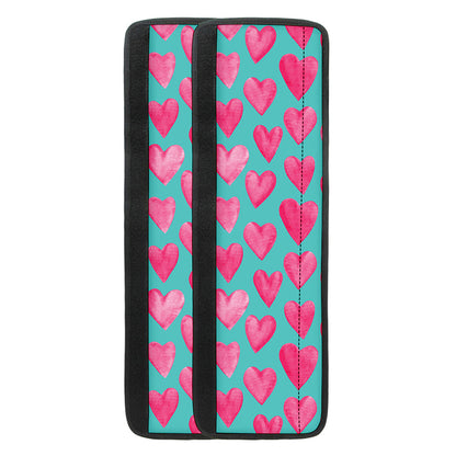 Pink And Teal Watercolor Heart Print Refrigerator Handle Covers