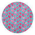 Pink And Teal Watercolor Heart Print Round Blanket