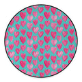 Pink And Teal Watercolor Heart Print Round Floor Mat