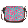 Pink And Teal Watercolor Heart Print Saddle Bag