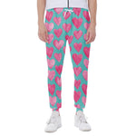 Pink And Teal Watercolor Heart Print Scuba Joggers
