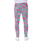 Pink And Teal Watercolor Heart Print Scuba Joggers
