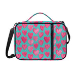 Pink And Teal Watercolor Heart Print Shoulder Strap Bible Bag