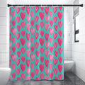 Pink And Teal Watercolor Heart Print Shower Curtain