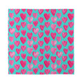 Pink And Teal Watercolor Heart Print Silk Bandana