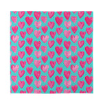 Pink And Teal Watercolor Heart Print Silk Bandana