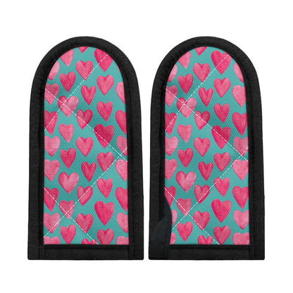 Pink And Teal Watercolor Heart Print Skillet Handle Cover