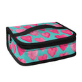 Pink And Teal Watercolor Heart Print Small Lunch Bag