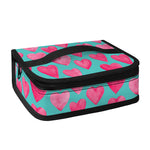 Pink And Teal Watercolor Heart Print Small Lunch Bag