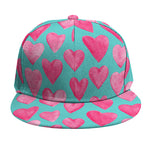 Pink And Teal Watercolor Heart Print Snapback Cap