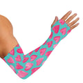 Pink And Teal Watercolor Heart Print Sun Protection Arm Sleeves