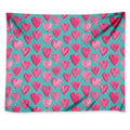 Pink And Teal Watercolor Heart Print Tapestry